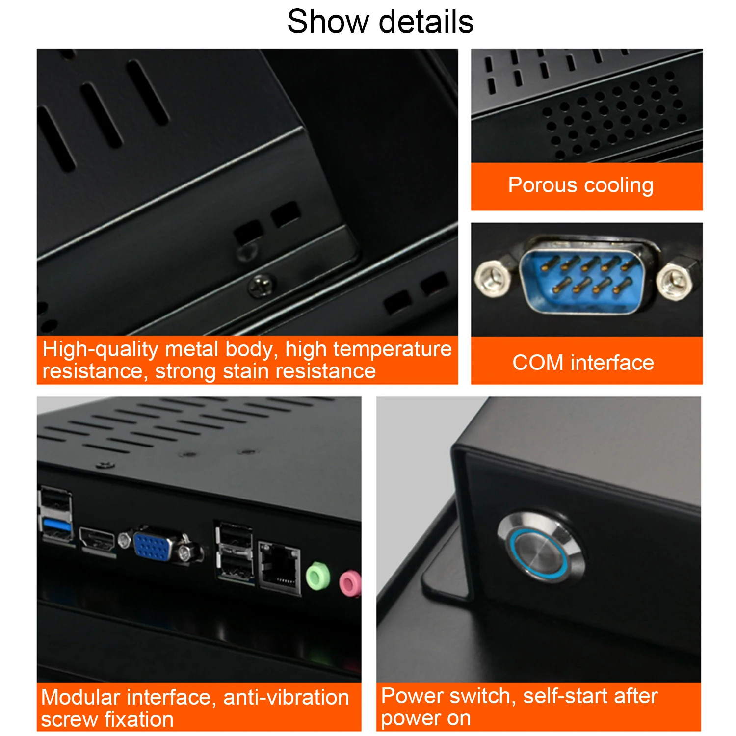 Win10 pro 1280x1024WiFi RS232 COM 내장 저항막 터치 스크린이 포함된 17인치 산업미니 컴퓨터 일체형 PC 패널