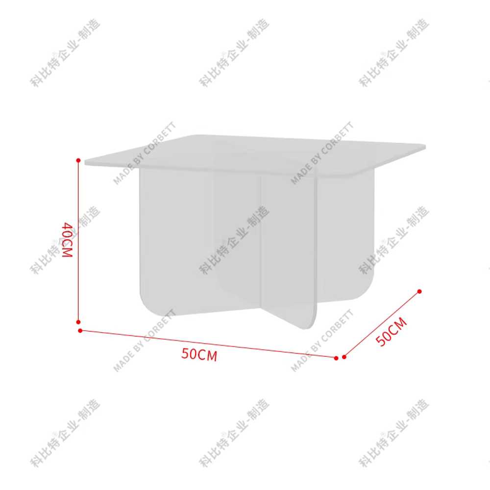 투명테이블 거실탁자 거실밥상 사각 카페 아크릴 좌식 50x50x40cm 오렌지색 이미지 6