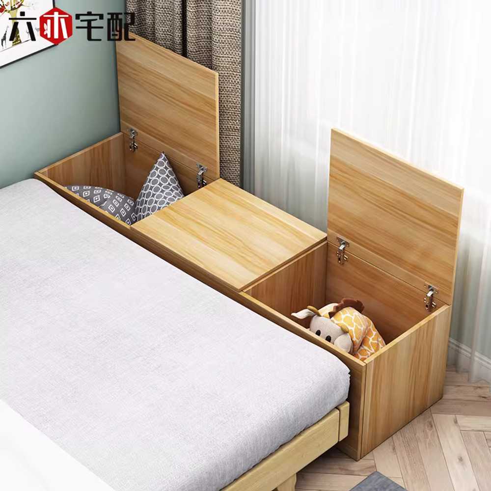 벤치형 수납장 폭좁은 거실 현관의자 드레스룸 슬림 300x600x400mm/낙엽송 원목 - 상세 이미지 5
