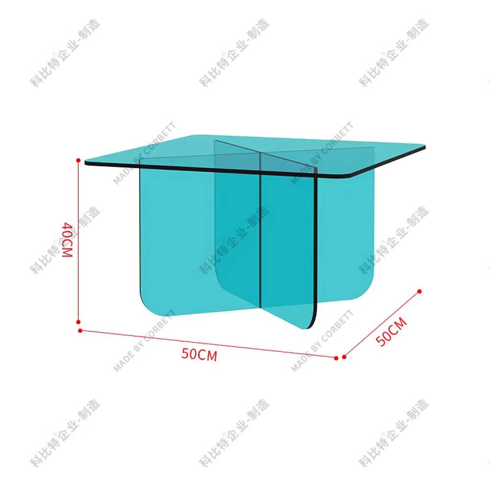 투명테이블 거실탁자 거실밥상 사각 카페 아크릴 좌식 50x50x40cm 오렌지색 이미지 7