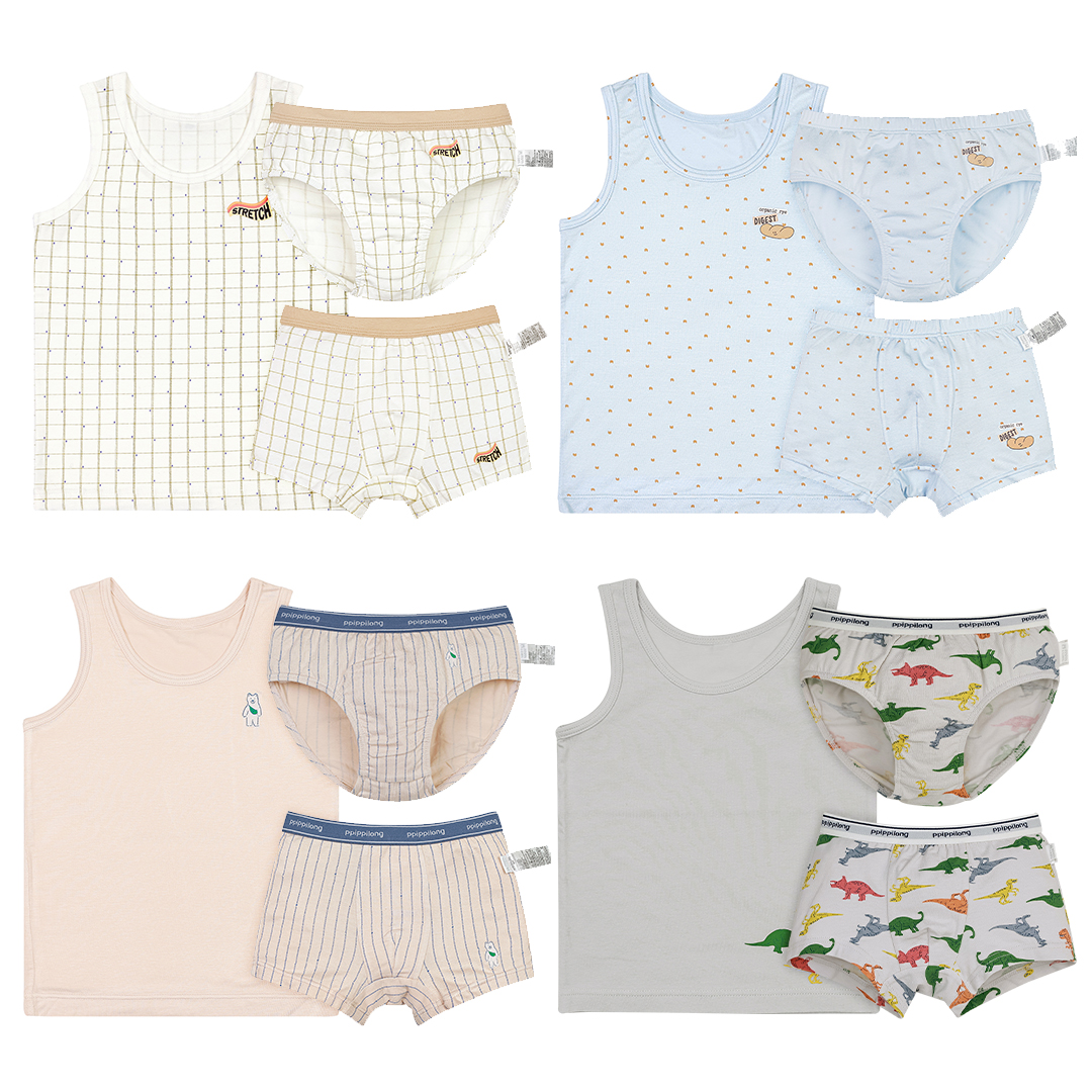 [삐삐롱]무형광 남아 사계절 런닝 팬티 드로즈 반팔티 제품 이미지