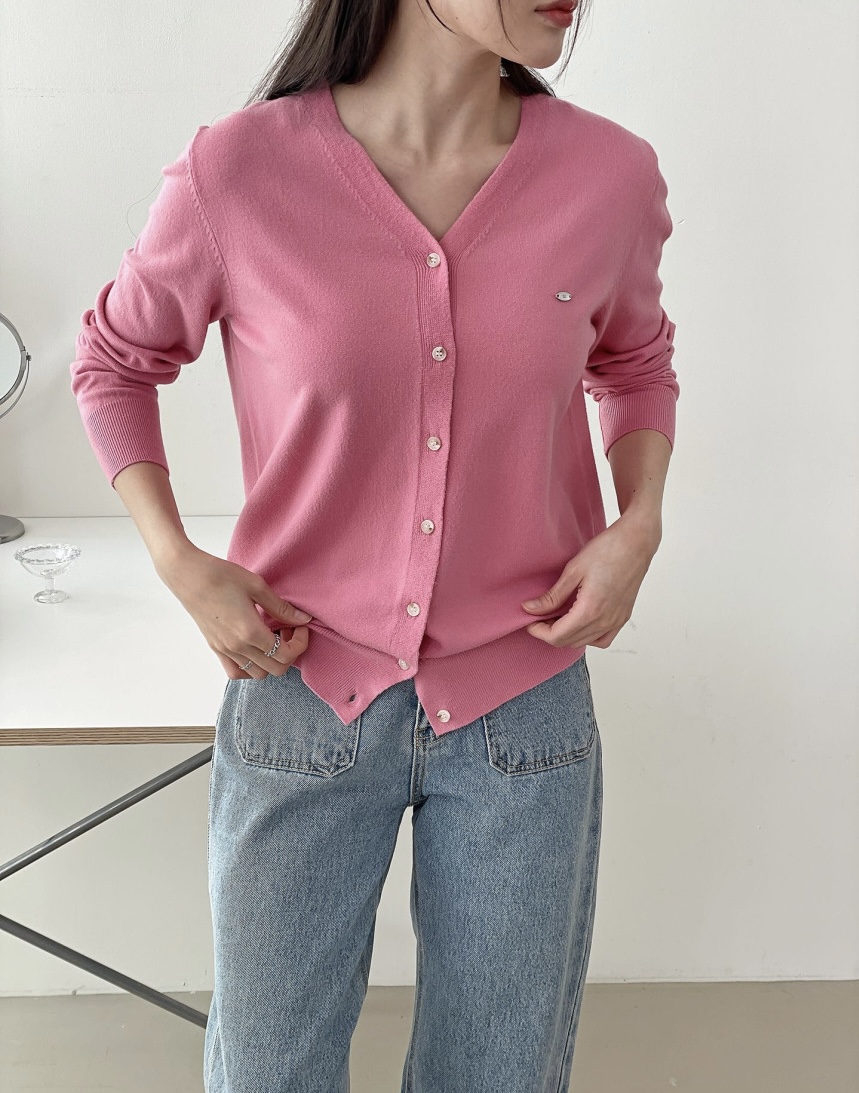 멜카 여성 가디건 펜던트 브이넥 니트가디건 셀렉티드 레이어드 봄 - 상세 이미지 5