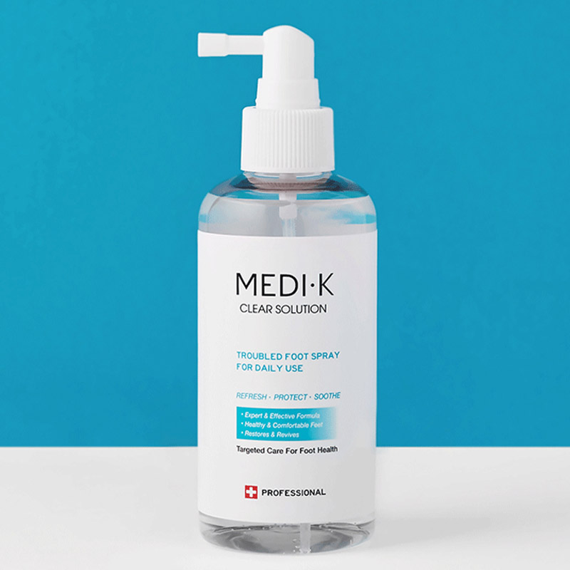 약국입점 의약외품 메디케이 클리어솔루션 대용량 200ml 풋스프레이 발바닥 발가락  손 발톱 무좀 냄새제거 쇼핑백 제품 이미지