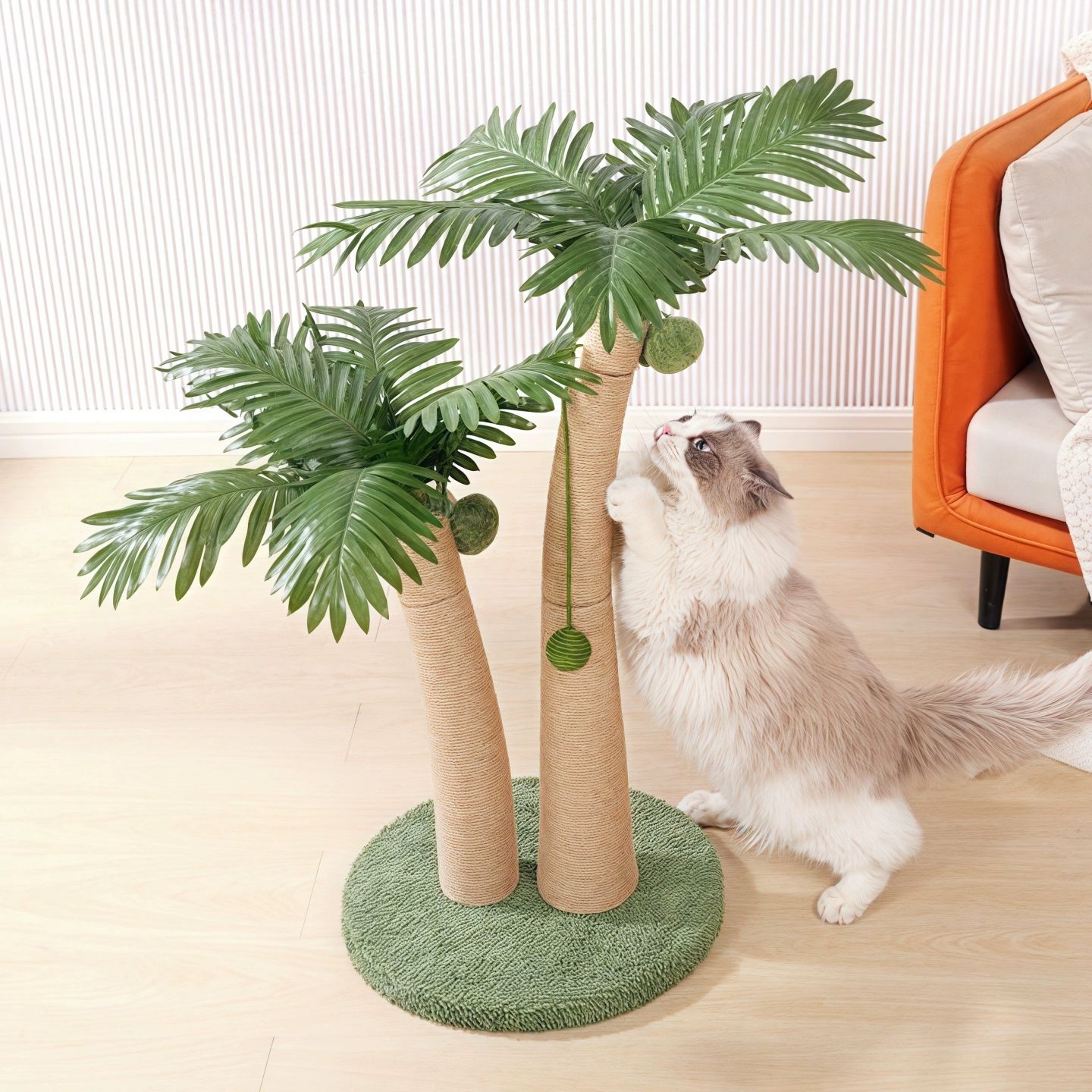 고양이 스크래쳐 야자수 장난감 72cm 2단 코코넛 나무 - 상세 이미지 2