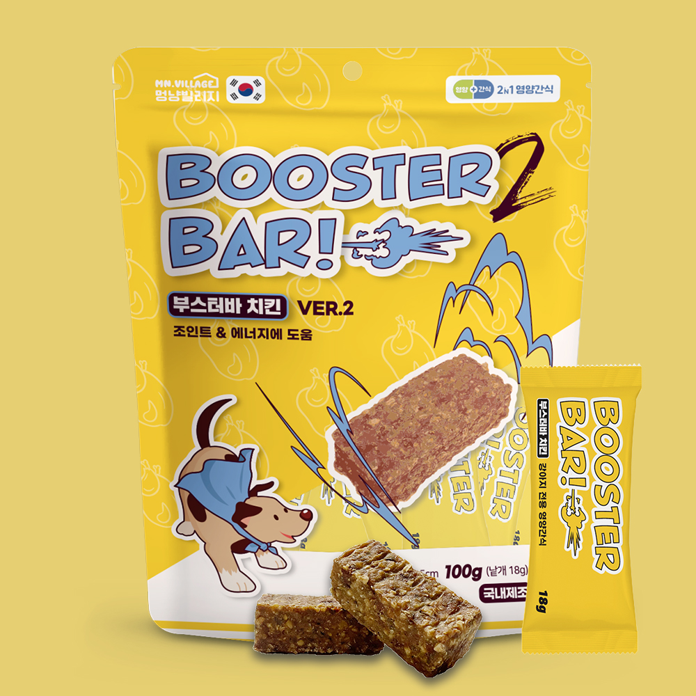 멍냥빌리지 강아지 노즈워크 가수분해 간식 저칼로리 에너지바 부스터바 치킨, 100g, 1개 - 상품 이미지