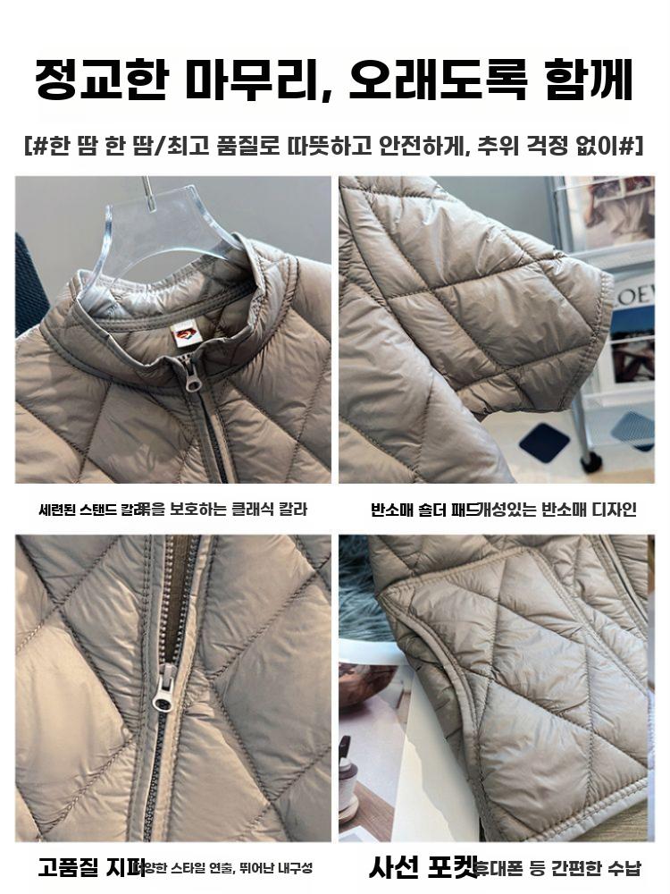 남성 하이넥 패딩 조끼 반팔 어깨보호 중장년 내피 - 상세 이미지 5
