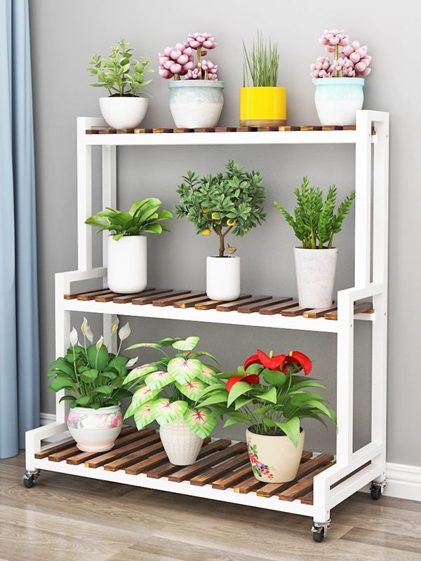 화분 거치대 선반 2단 다이 3 정리대 진열대 화이트 2단 120cm 65cm - 상세 이미지 5