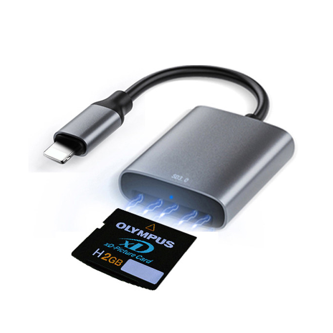 라이트닝 8핀 xD카드 리더기 2IN1 올림푸스 카메라 호환 USB 3.0 5Gbps - 상품 이미지