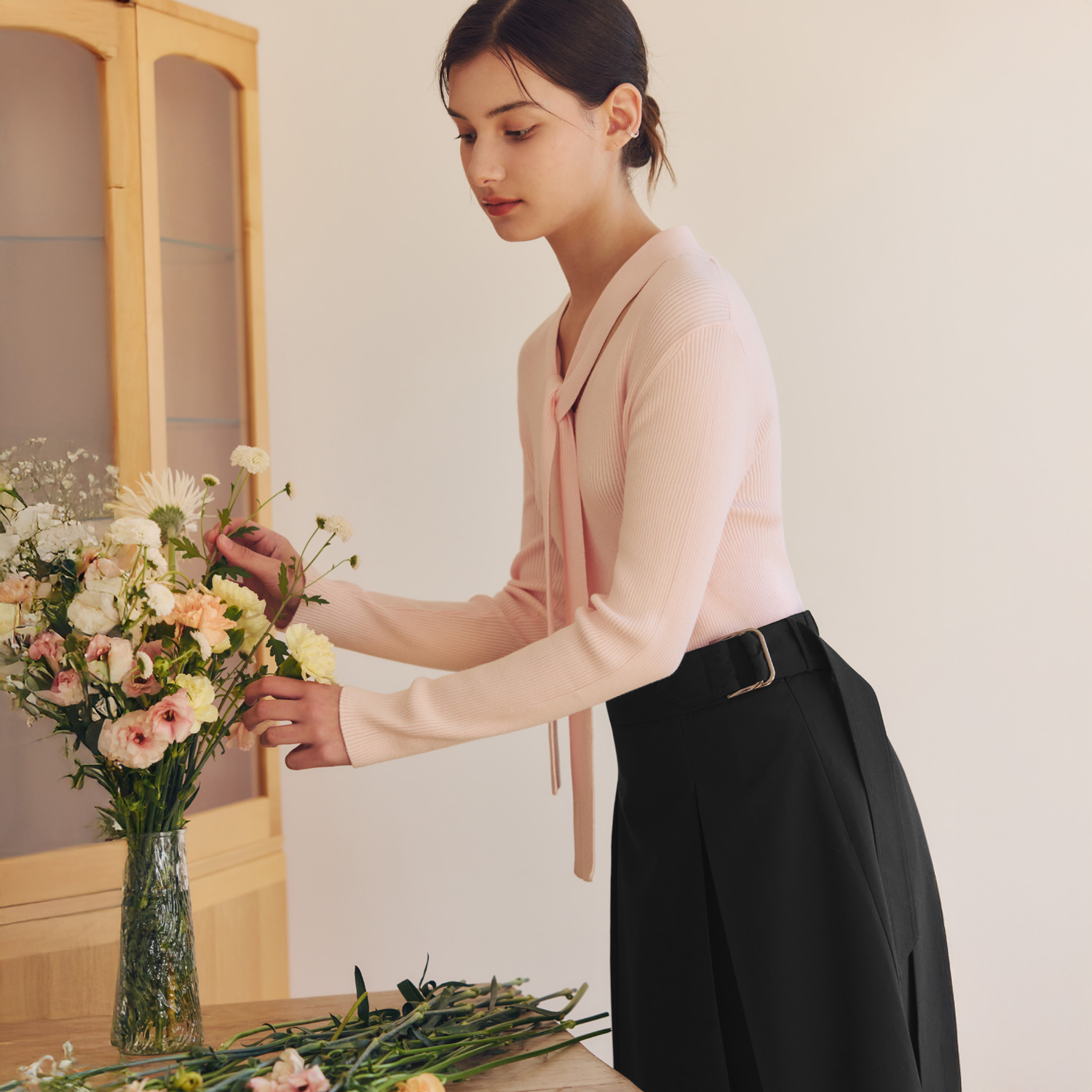 [제로스트릿] 벨트 플리츠 스커트 BELTED PLEATS SKIRT / BLACK - 상세 이미지 3