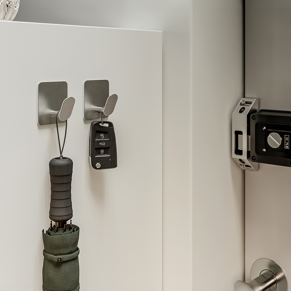 무타공 접착식 스텐 욕실걸이 후크 화장실 샤워볼 고리 가방 모자 걸이 이미지 4