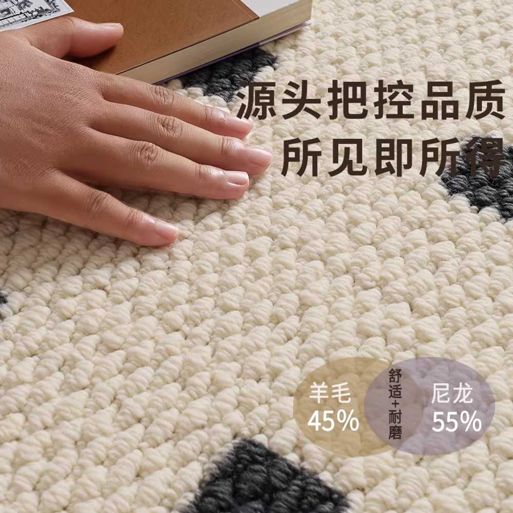 벨기에 러그 거실카페트 패턴 인테리어 고급 단모 울 클래식 블랙스톤 - 방수 140x200cm - 상세 이미지 3