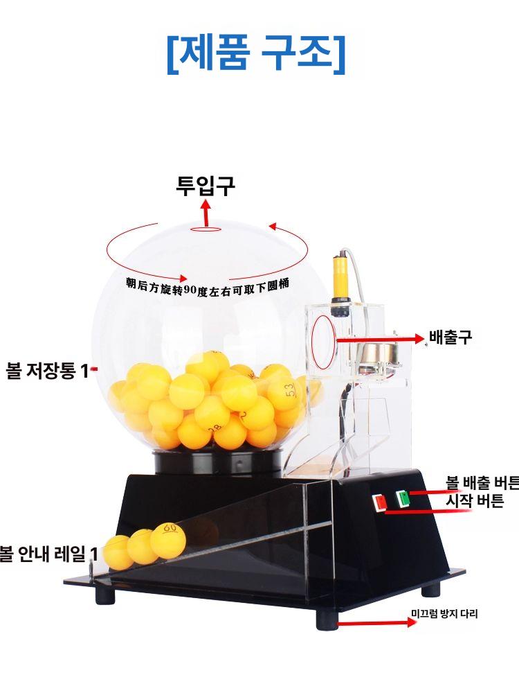 로또 추첨 기계 무작위 조합 예상번호 자동 레드 블랙 60 오렌지 번호볼 - 상세 이미지 3