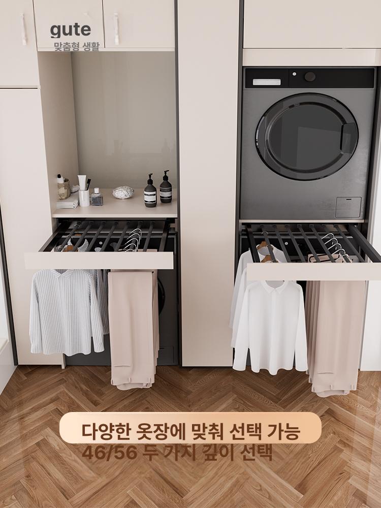 슬림 건조랙 서랍형 건조대 접이식 빨랫대 인출식 베란다 46 깊이 실버그레이 600 캐비닛 - 상세 이미지 3