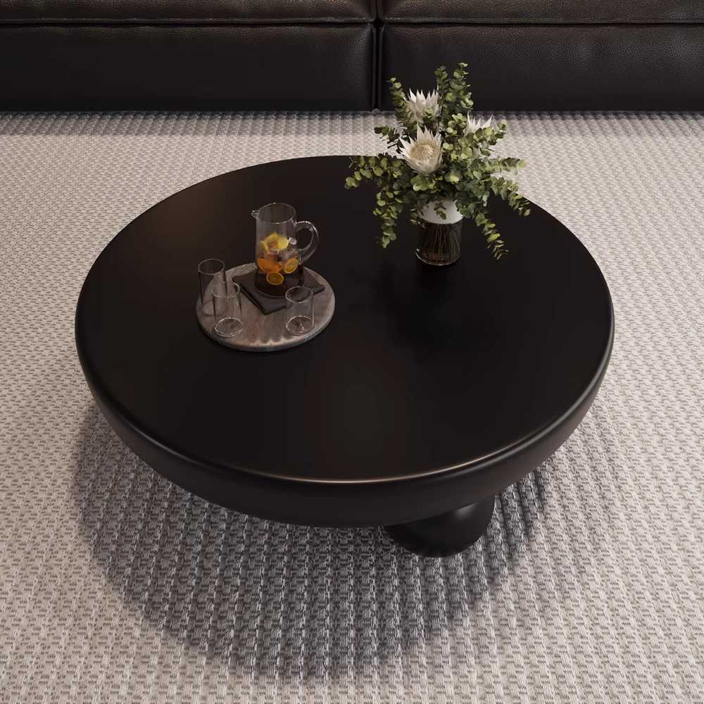 원형 좌식테이블 미드센추리 낮은 라운드 북유럽 좌탁 80x80x36cm 블랙볼 - 상세 이미지 5