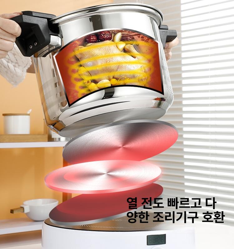 다용도 저압냄비 인덕션 대용량 스텐 대형 압력찜솥 찜기 22cm 4L - 상세 이미지 4