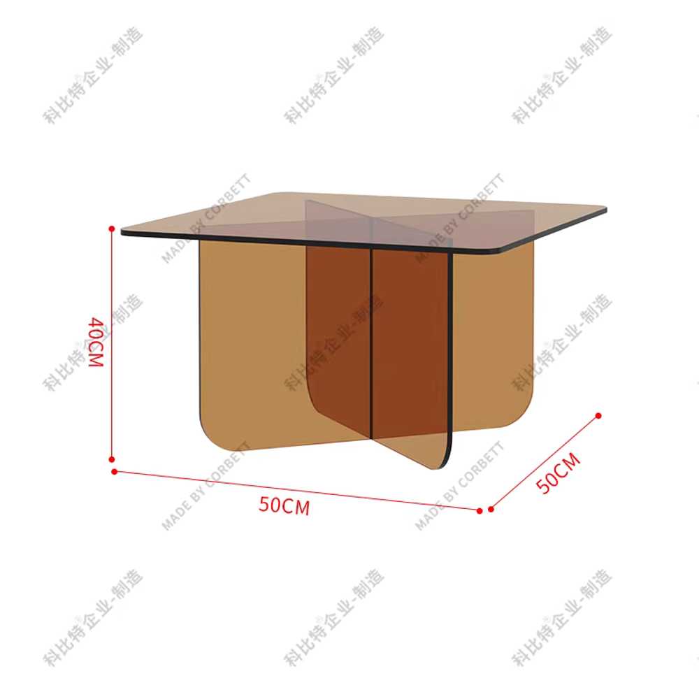 투명테이블 거실탁자 거실밥상 사각 카페 아크릴 좌식 50x50x40cm 오렌지색 이미지 8