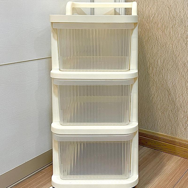 이동식 수납장 진열 선반 다용도 정리함 더블 틈새 수납 3칸 투명서랍 2칸 34x36cm - 상세 이미지 5