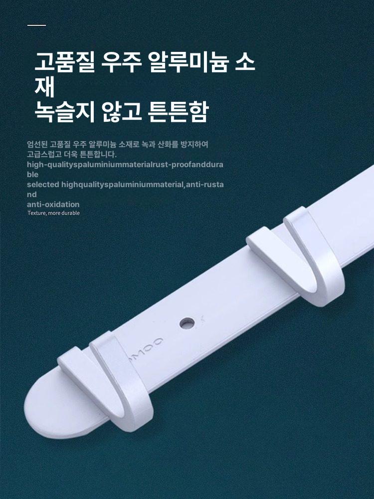 스텐 벽걸이 후크 방문 옷걸이 자바라 욕실 벽고리 실버 5개 후크 - 상세 이미지 3