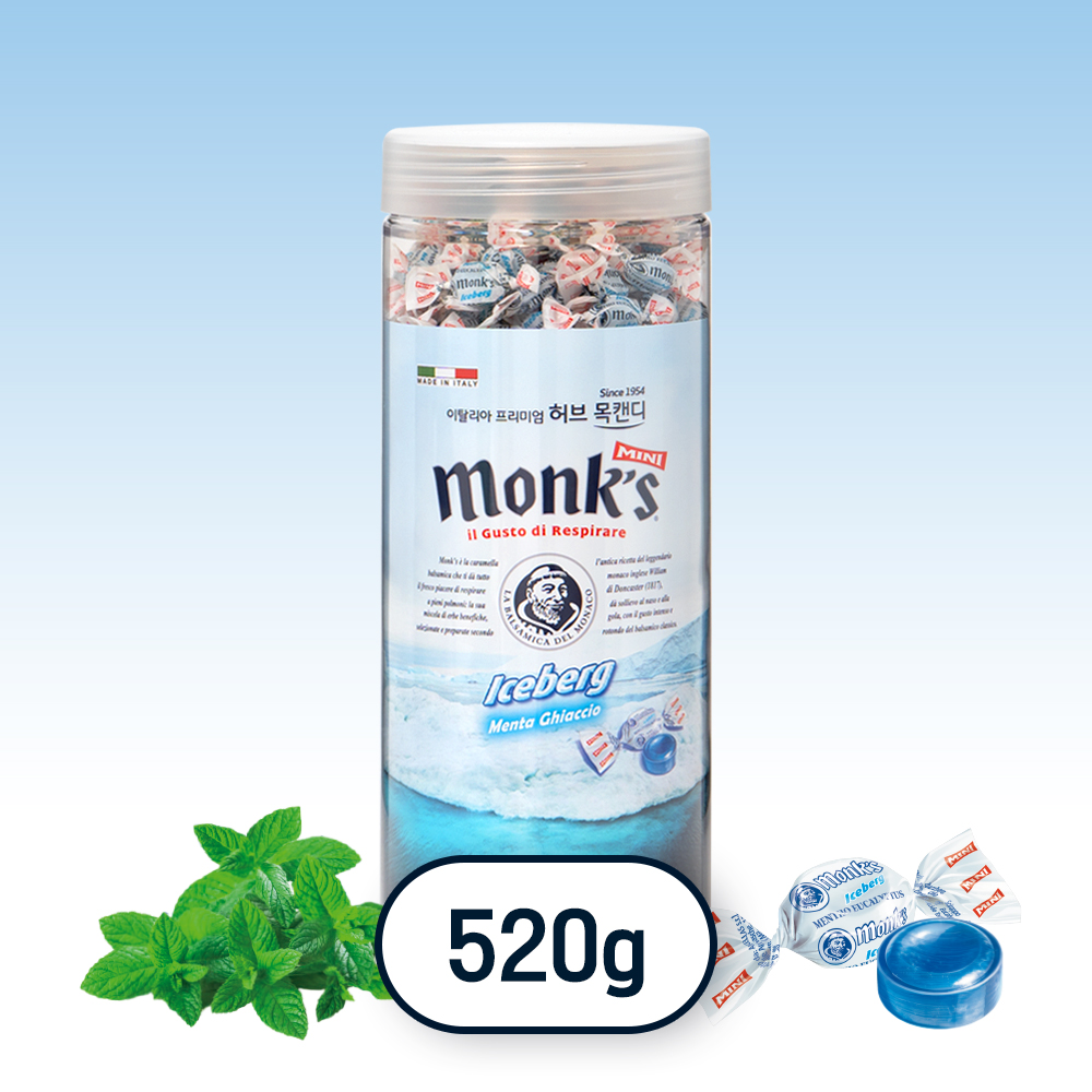 몽스 아이스버그 캔디 이탈리아 민트 목캔디 박하사탕 520g, 1개 - 상품 이미지