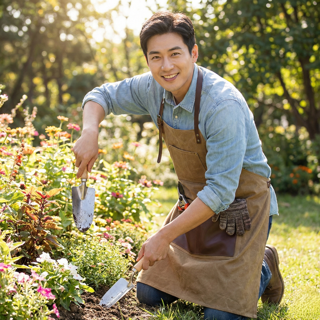 왁스 캔버스 공방 앞치마 가죽 목공 작업용 빅사이즈 바리스타 - 상세 이미지 2