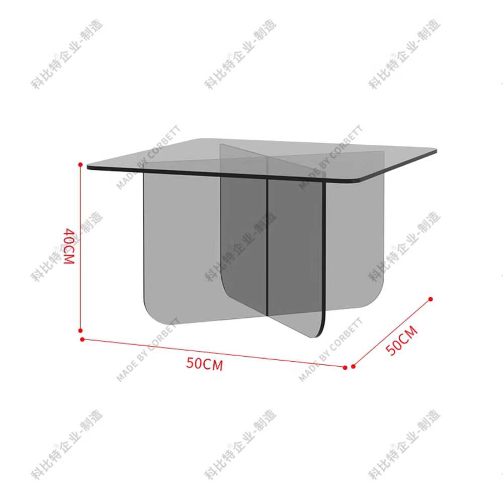 투명테이블 거실탁자 거실밥상 사각 카페 아크릴 좌식 50x50x40cm 오렌지색 - 상세 이미지 2
