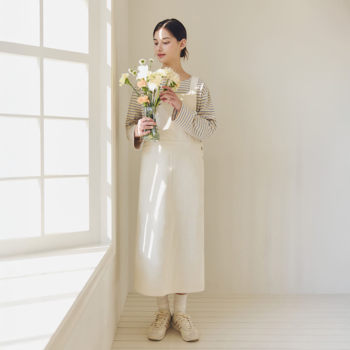제로스트릿 [N배송][제로스트릿] 오버롤 코튼 원피스 OVERALL COTTON ONE-PIECE / CREAM