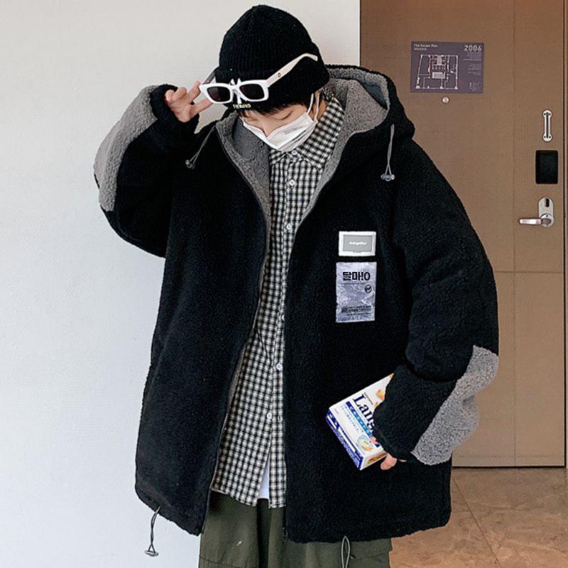 남성 양털 플리스 패딩 점퍼 루즈핏 겨울 보온 아우터 - 상세 이미지 4