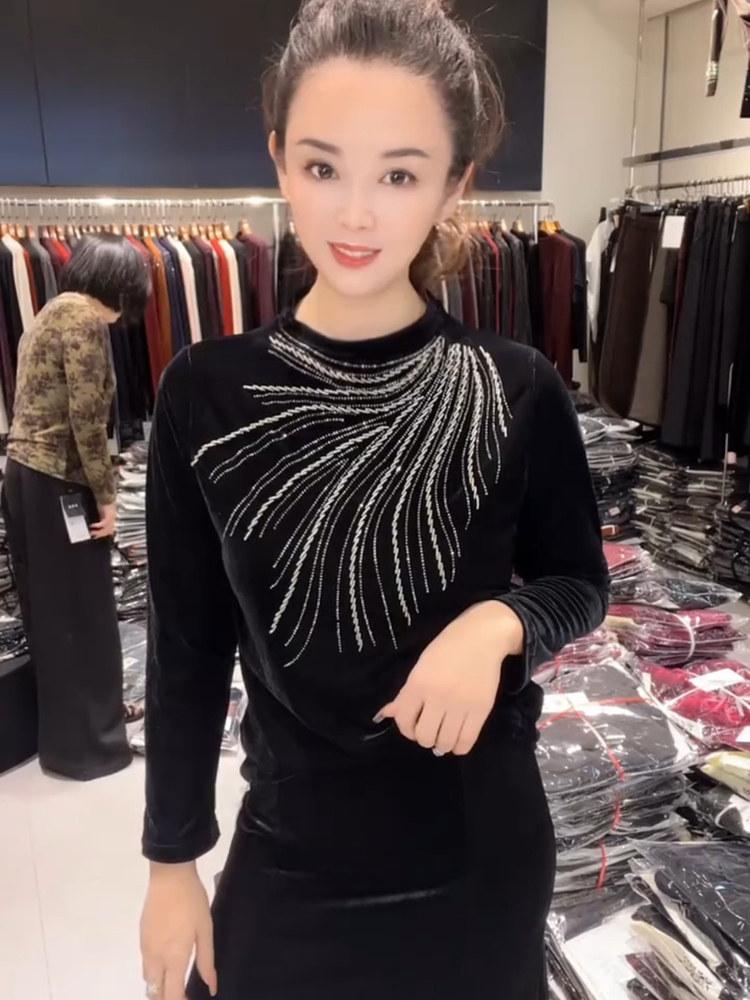 여성 상의 에어로빅복 연습복 방송댄스복 공연복 반팔 블랙 L 45.0-52.5kg - 상세 이미지 5