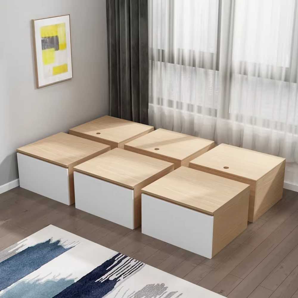 벤치형 수납장 폭좁은 거실 현관의자 드레스룸 슬림 300x600x400mm/낙엽송 원목 - 상세 이미지 2