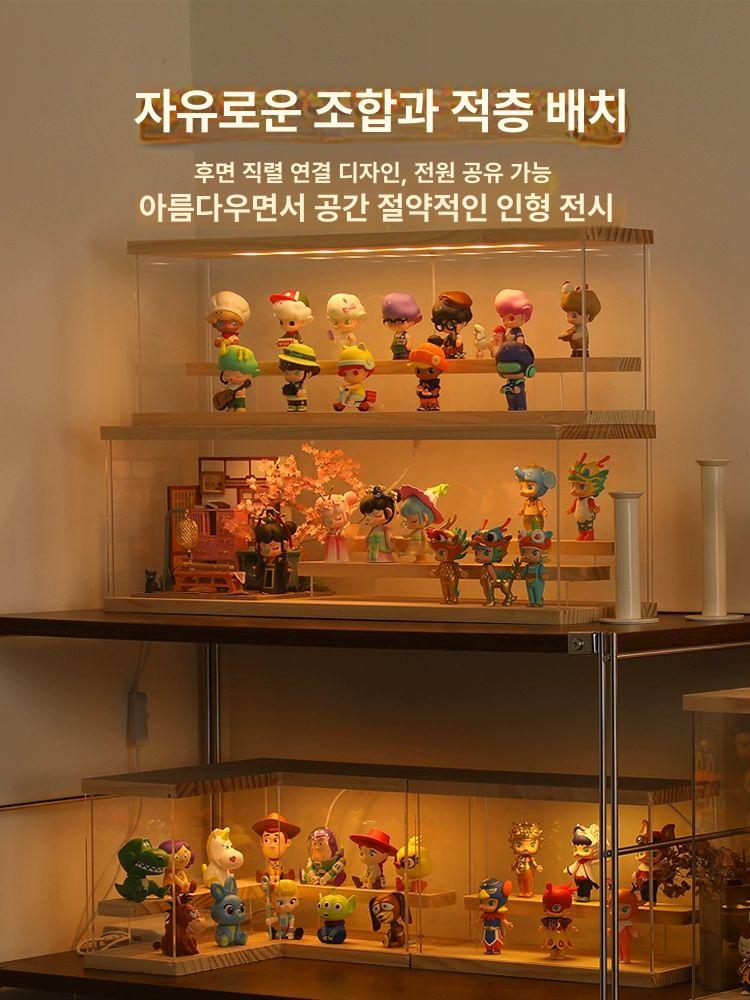 LED아크릴케이스 장식장 보관함 피규어 조명 진열장 소형 2단 26 x 13x20cm 8개 - 상세 이미지 4