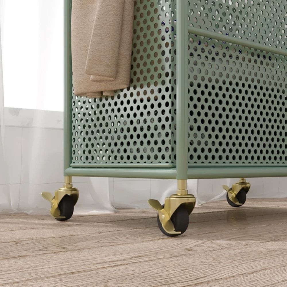 런드리트롤리 스텐 빨래바구니 철제 세탁바구니 햄퍼 A. 프리미엄 그린다층 구조 및 다기능 - 상세 이미지 5