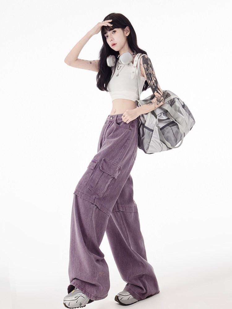 여성 카고팬츠 힙합 포켓 데일리 바지 - 상세 이미지 4