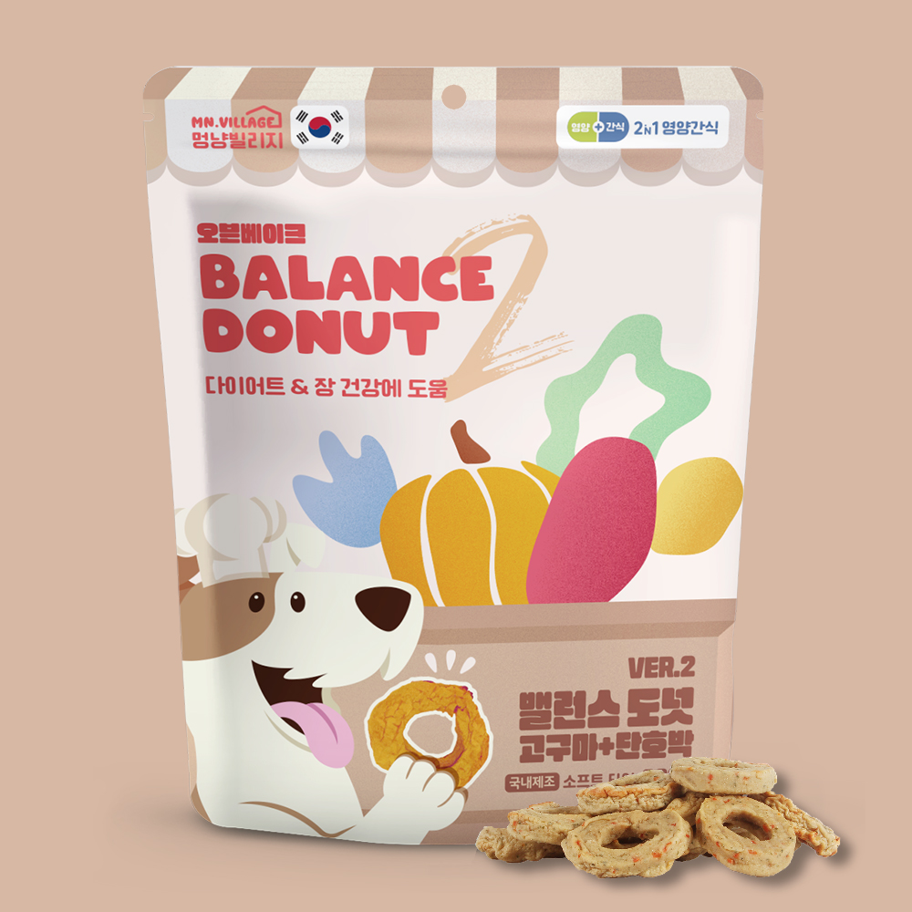 멍냥빌리지 강아지 가수분해 간식 저칼로리 밸런스도넛 고구마 단호박, 200g, 1개 - 상품 이미지