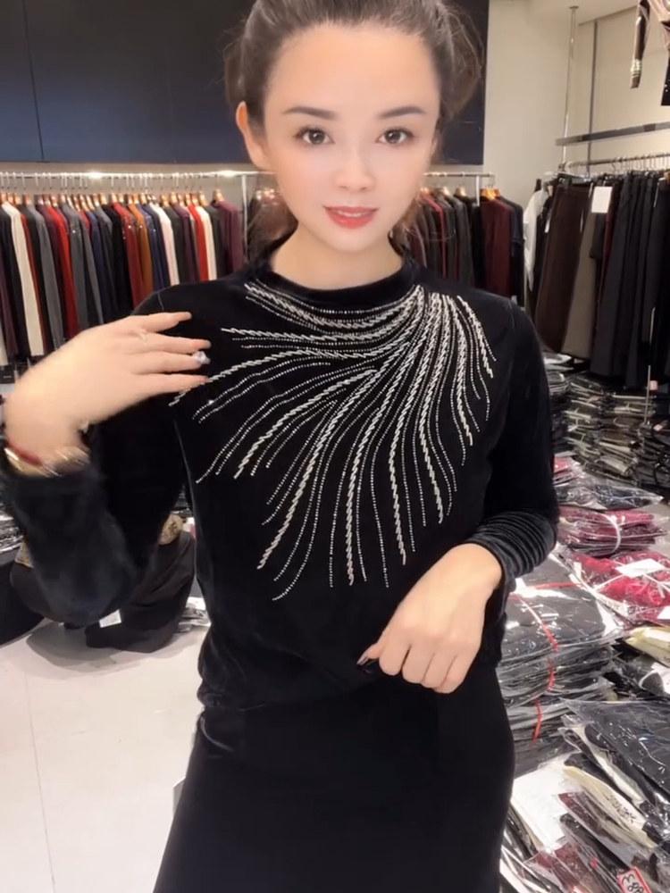 여성 상의 에어로빅복 연습복 방송댄스복 공연복 반팔 블랙 L 45.0-52.5kg - 상세 이미지 4