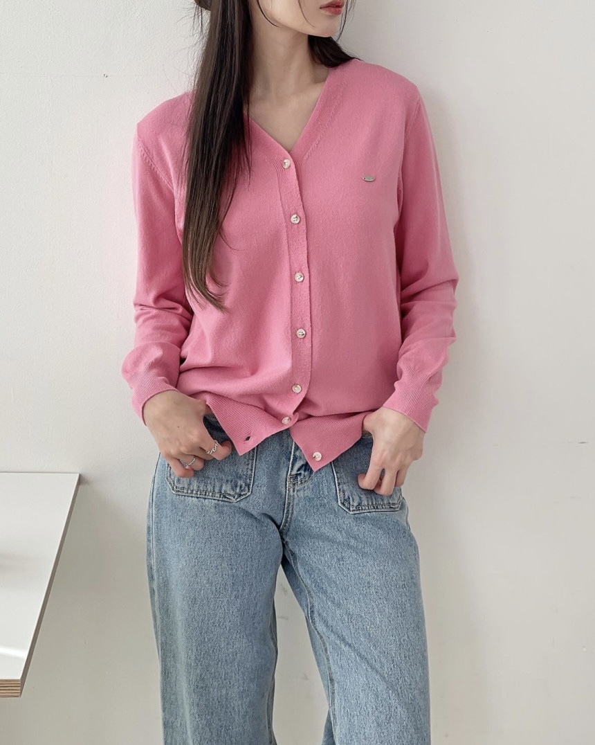 멜카 여성 가디건 펜던트 브이넥 니트가디건 셀렉티드 레이어드 봄 - 상세 이미지 4