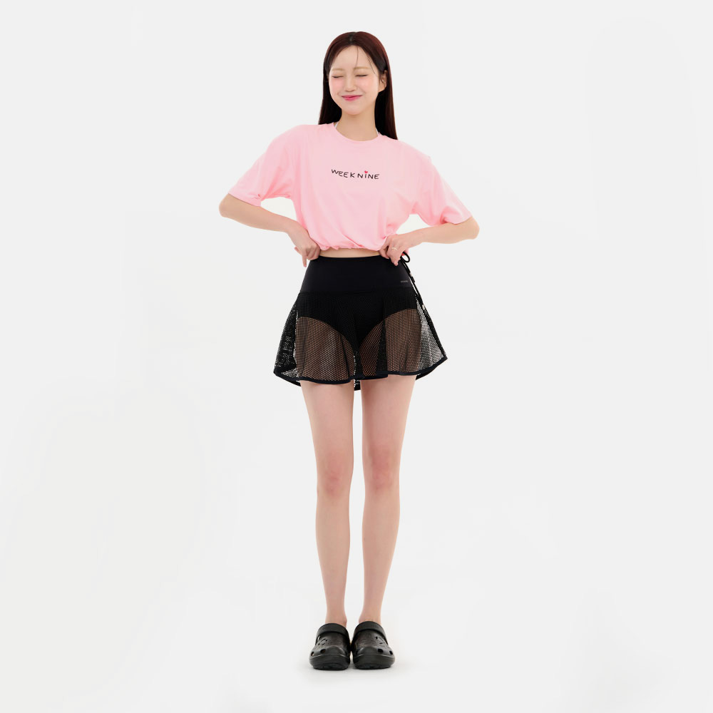 위크나인 스윔팬츠 래쉬가드 워터 여자 보드숏 반바지 메쉬 플레어 스커트 이미지 7