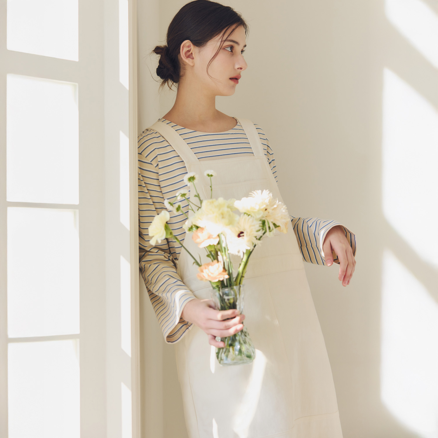 [슈퍼적립][N배송][제로스트릿] 오버롤 코튼 원피스 OVERALL COTTON ONE-PIECE / CREAM 이미지 3