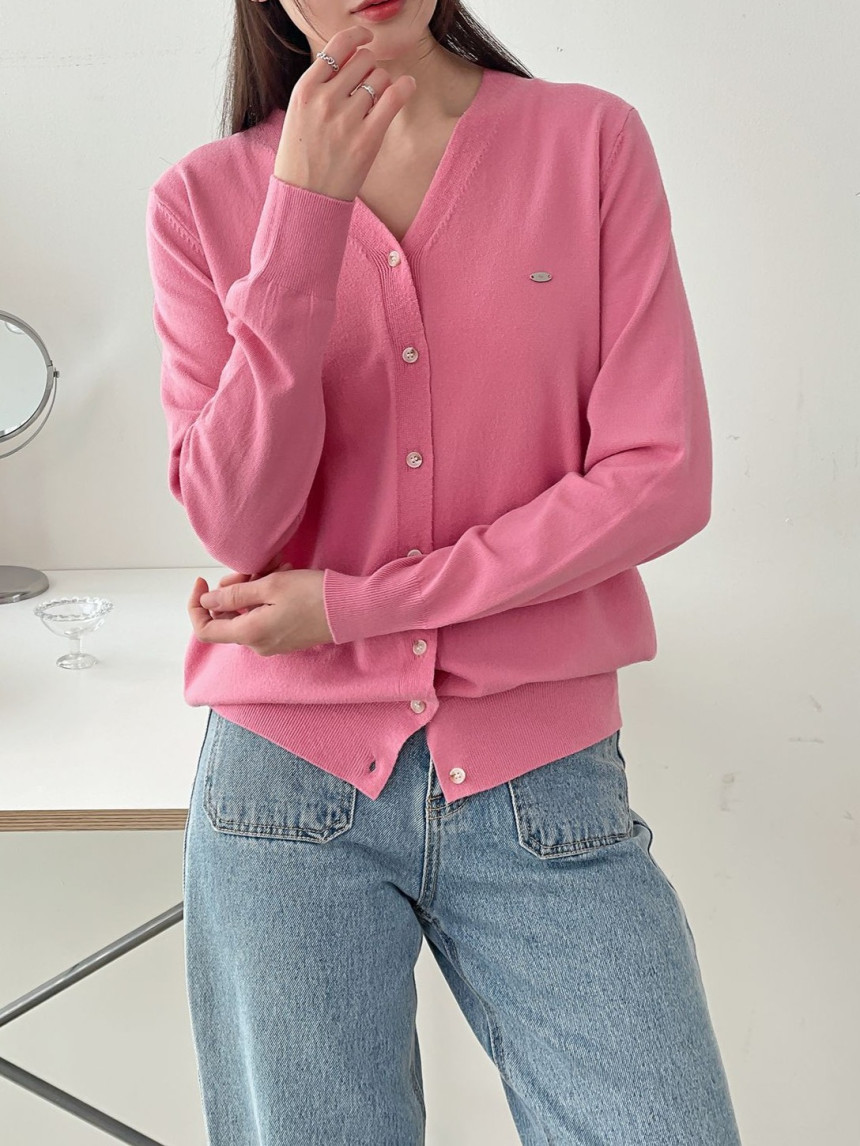 멜카 여성 가디건 펜던트 브이넥 니트가디건 셀렉티드 레이어드 봄 - 상세 이미지 2
