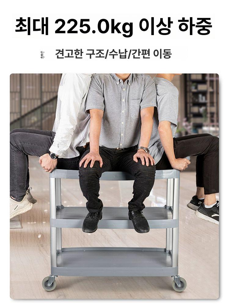 통 식당 트롤리 퇴식 잔반카트 잔반수거 급식실 카트 특대형 그레이 6분지 2버킷 공식 표준 구성 - 상세 이미지 3