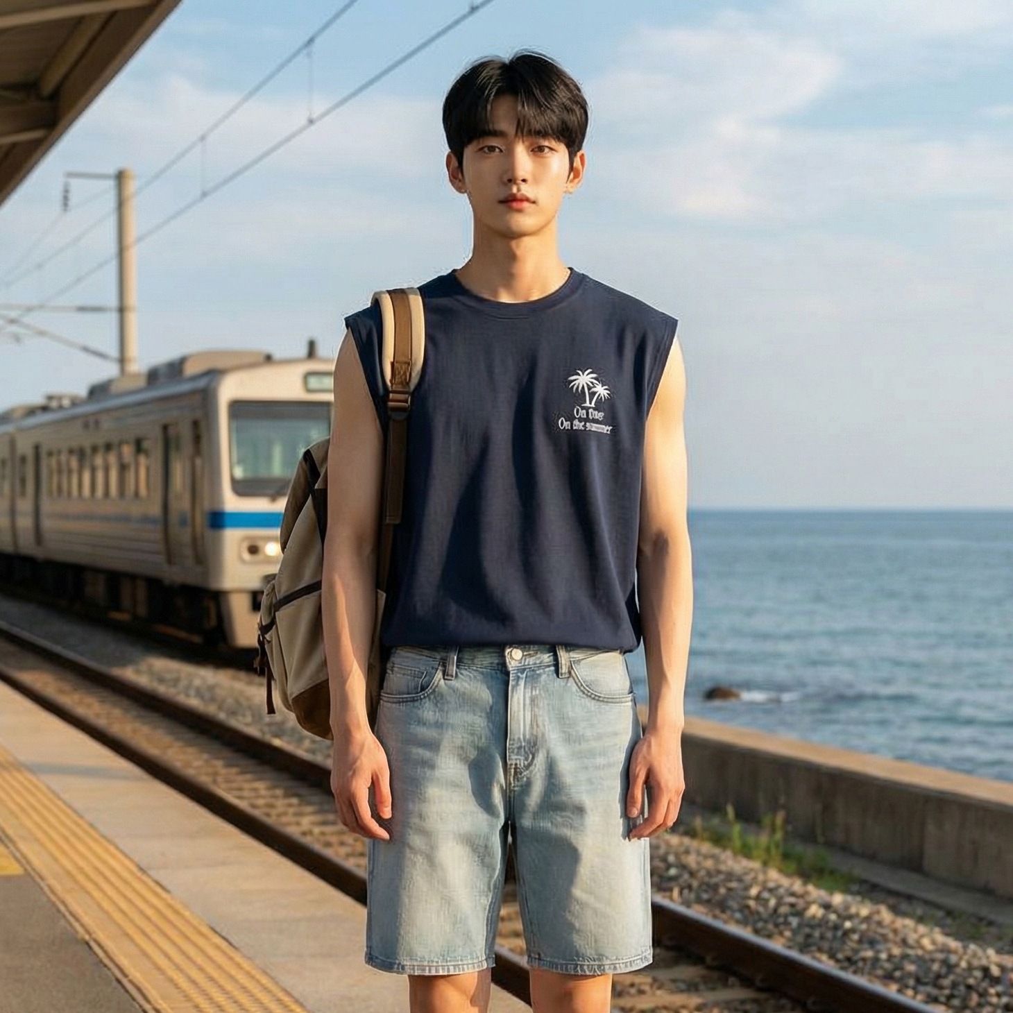 팜트리 오버핏 나시 남자 민소매 남성 쿨나시 휴가 바캉스 휴양지 - 상세 이미지 2