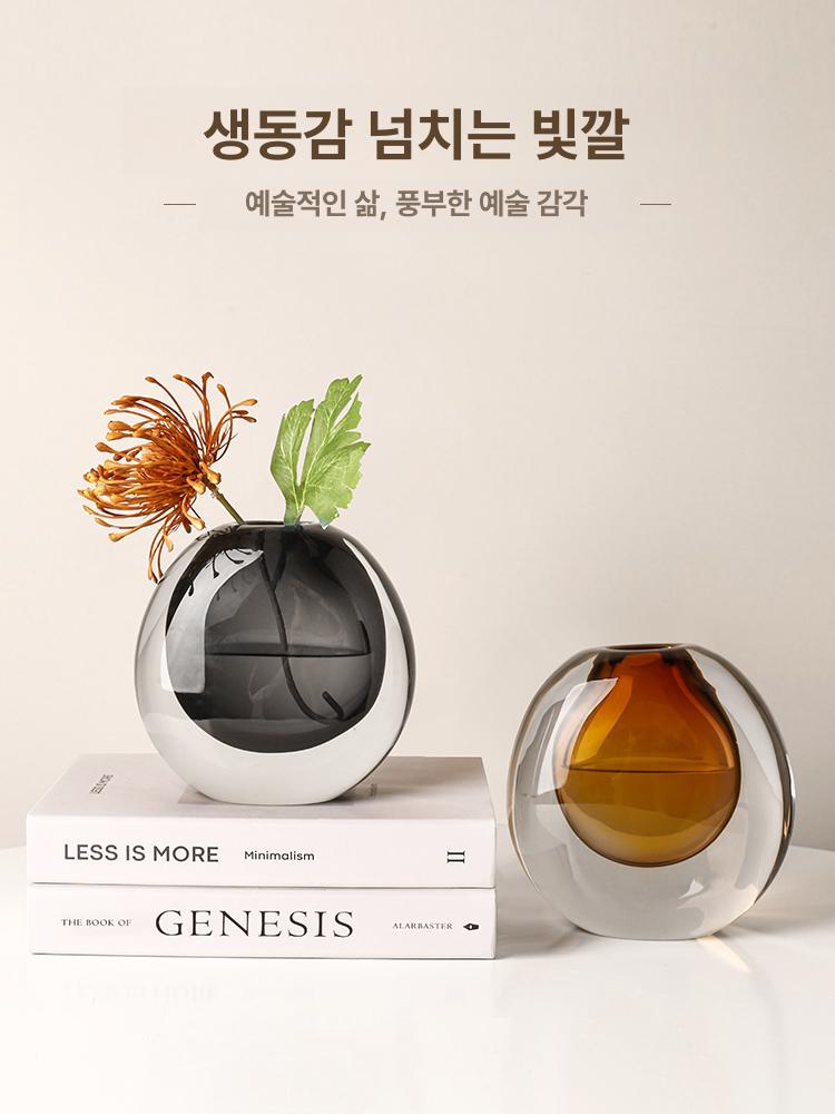 고급 유리 꽃병 화병 장식 거실 현관 꽃꽂이 영롱한 피코크블루 - 상세 이미지 5