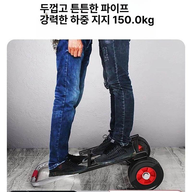 접이식 핸드트럭 대형 카트 손수레 핸드카 운반용 대차 중형 20mm 튜브 + PU 바퀴 로프3개포함 - 상세 이미지 4