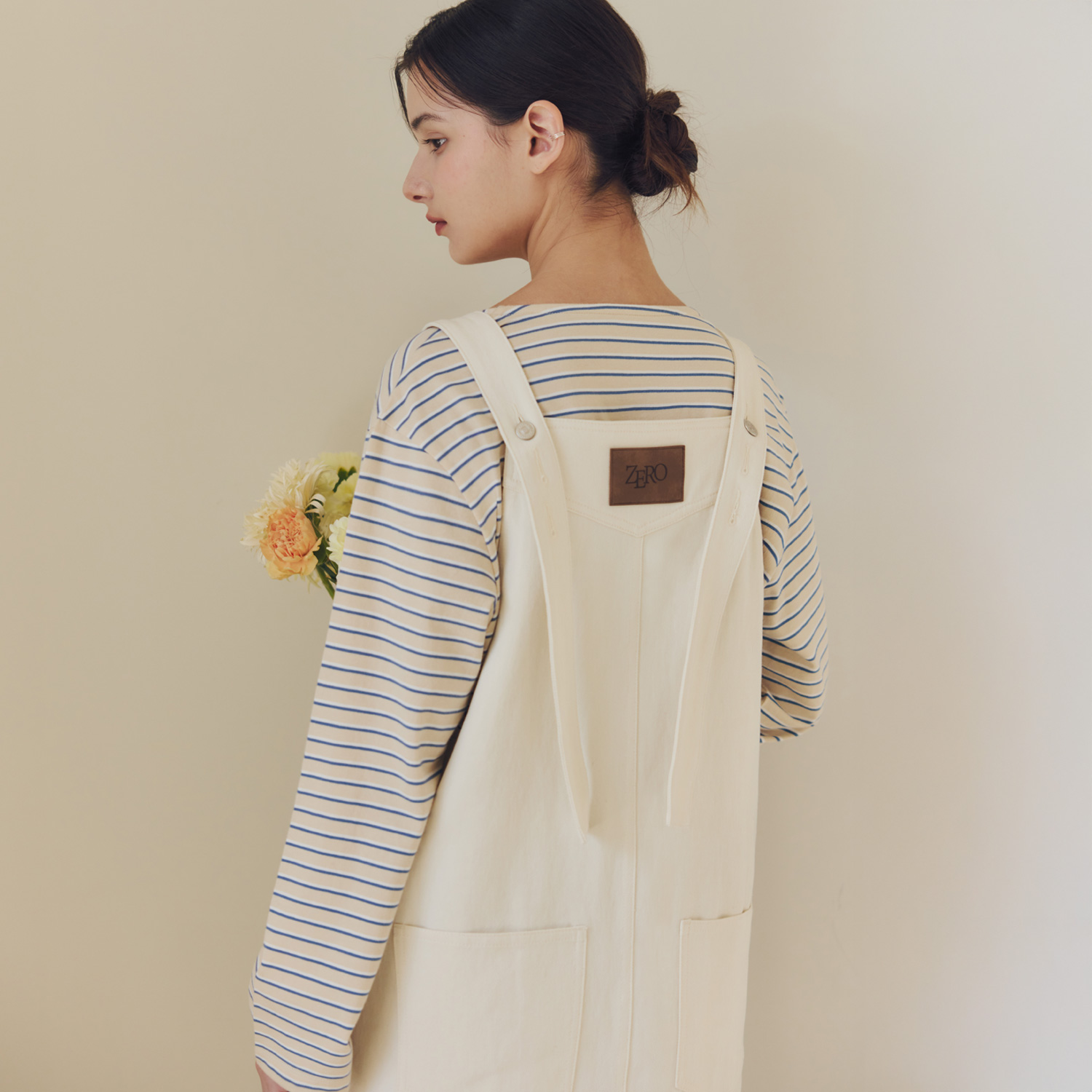 [슈퍼적립][N배송][제로스트릿] 오버롤 코튼 원피스 OVERALL COTTON ONE-PIECE / CREAM 이미지 2