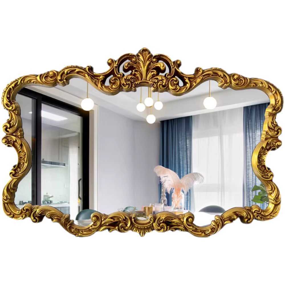 골드프레임 거울 와이드 벽 빈티지 드레스룸 벽부착 100x68cm 앤틱골드 - 상품 이미지