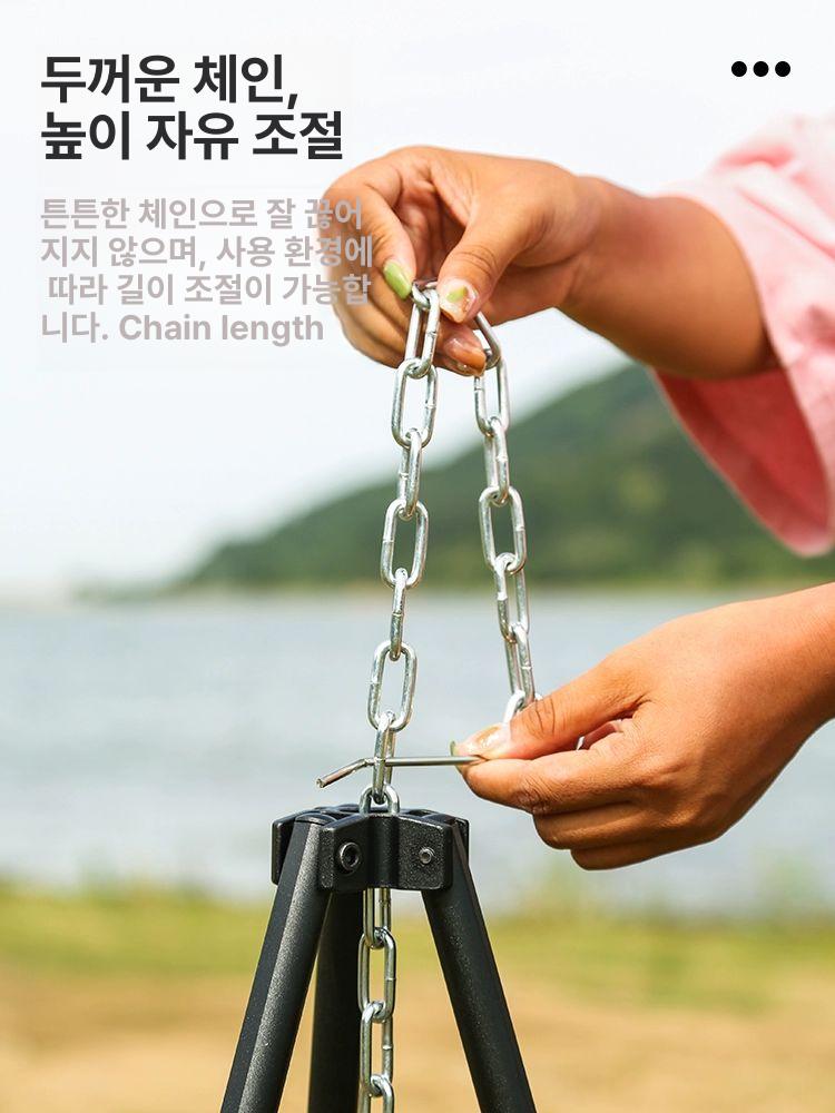 화로 테이블 경량 바베큐 야외 그릴 피크닉 접이식 숯불 신형 두꺼운 행잉 냄비 스탠드 - 상세 이미지 5