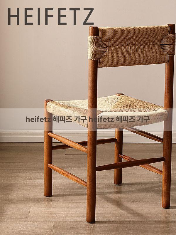 라탄 다이닝 체어 원목 등받이 등나무 거실 가정용 라이트월넛 화이트애쉬우드로프위빙 - 상세 이미지 4
