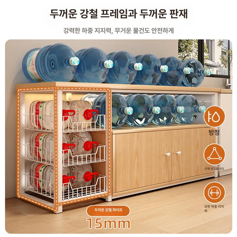원목 렌지대 주방수납 선반 밥솥 수납 오븐 거치대 모던 메쉬 바구니 3개 컨트리 4개 120cm - 상세 이미지 5