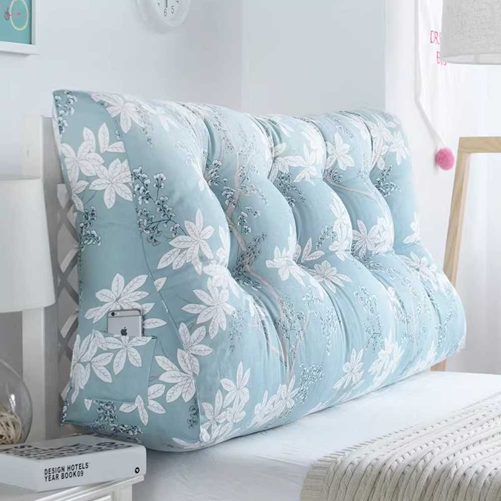삼각 등받이 쿠션 대형 베개 2인 2m 침대 바디필로우 그레이 체크 200x60x28cm 이미지 7