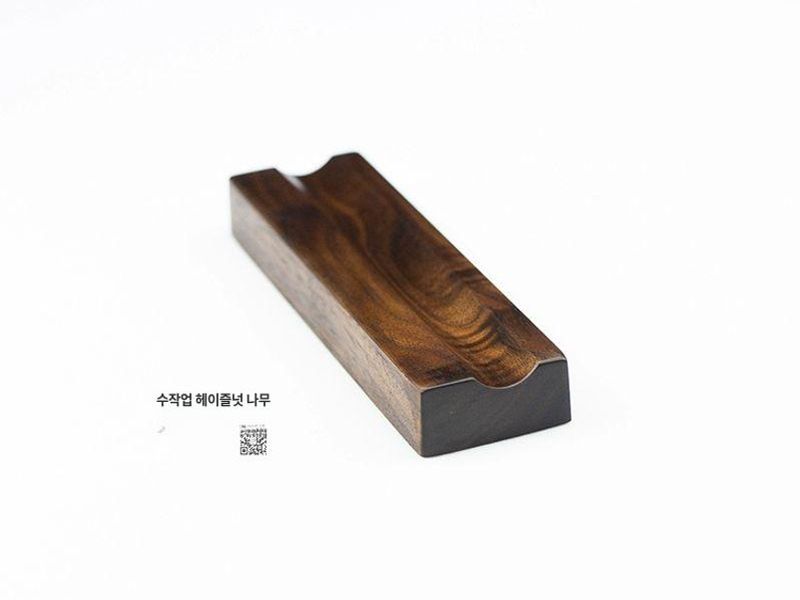 원목 만년필 트레이 샤프 월넛 우드 연필꽂이 다용도 블랙월넛 이중 슬롯 - 상세 이미지 3