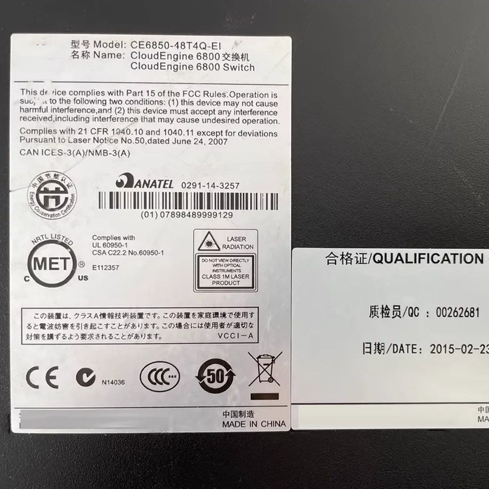 CE6850-48T4Q-EI 48포트 10G 전기 포트 4개 40G 코어 네트워크 스위치
